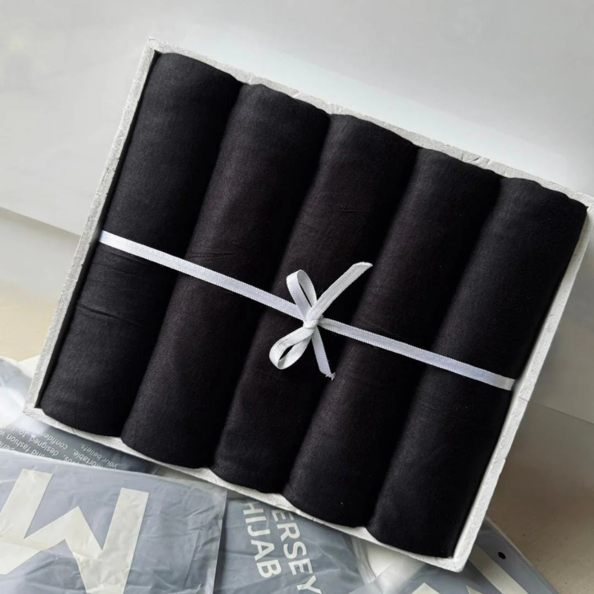 MOJA Jersey Hijab Black – 12PCS Set