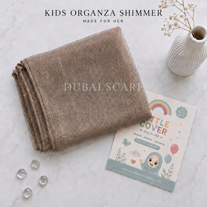 DSC Kids Organza Shimmer Hijabs – 12PCS Mixed Colour Set