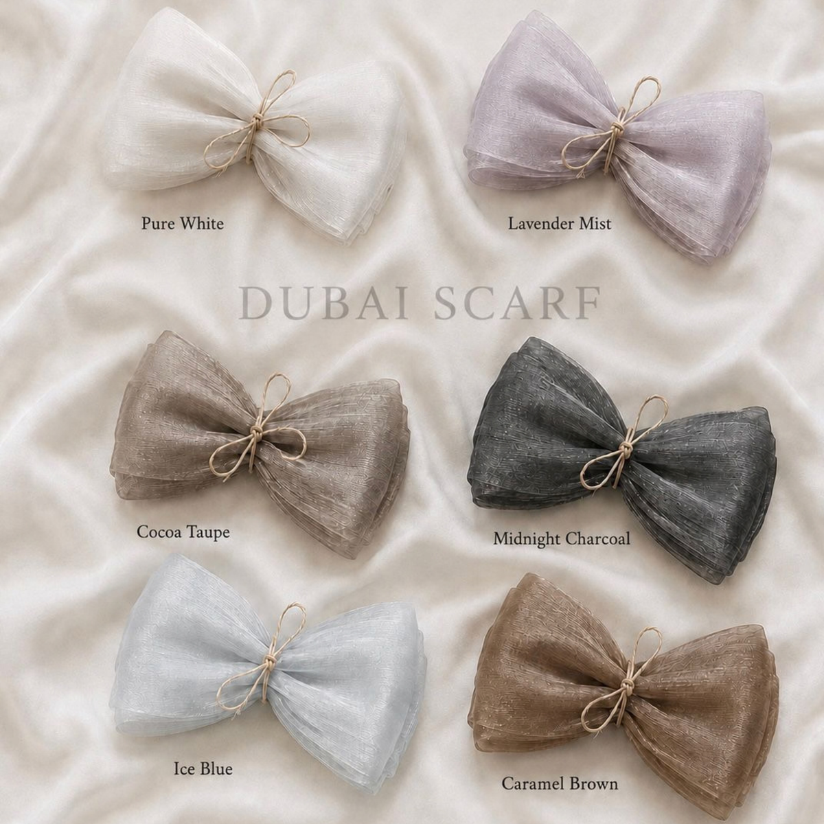 DSC Kids Organza Shimmer Hijabs – 12PCS Mixed Colour Set