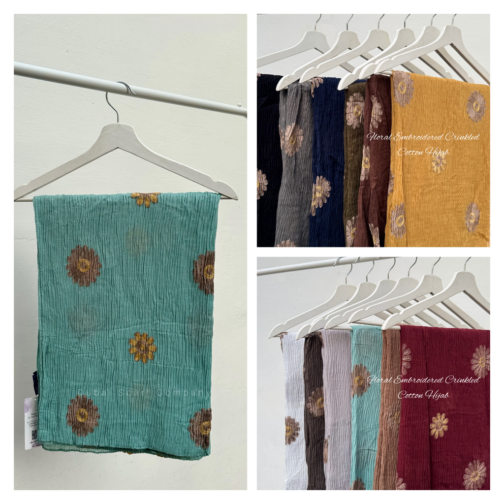 DSC FLORAL EMBROIDERED CRINKLED COTTON HIJABS