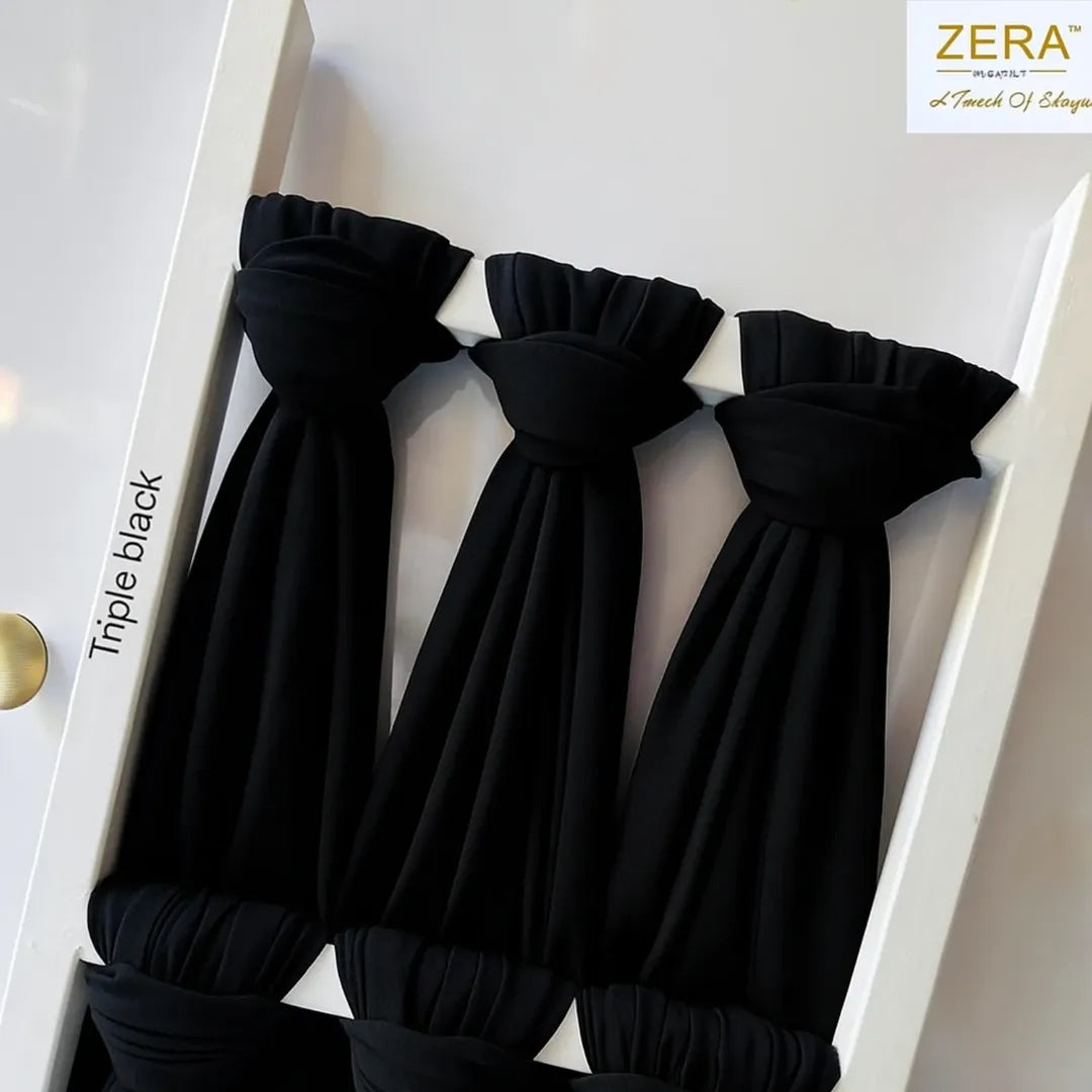 ZERA TRIPLE BLACK CHIFFON HIJABS
