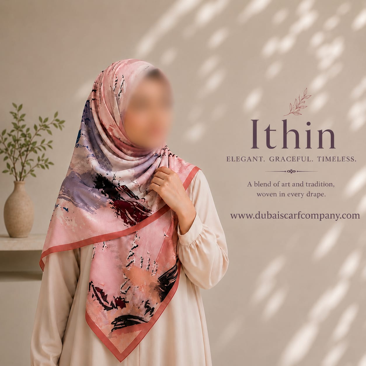 Ithin Premium Printed Hijab | Artistic Abstract Print Hijab