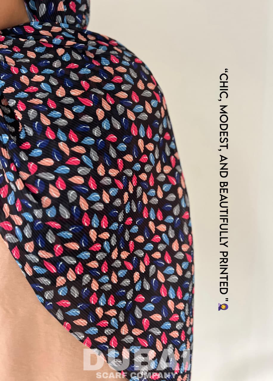 DSC LEAF CHIFFON PLEATED PRINTED HIJABS