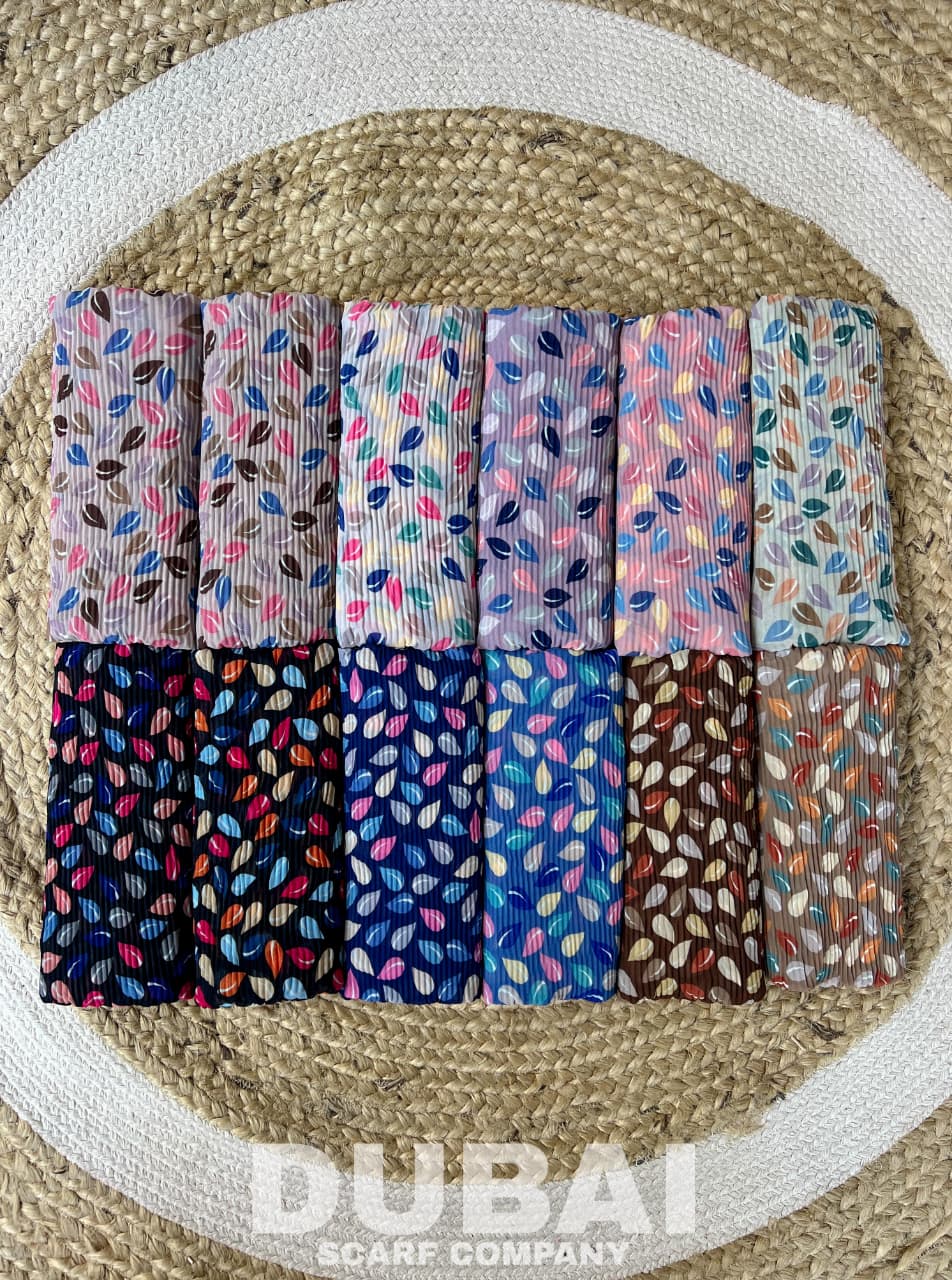 DSC LEAF CHIFFON PLEATED PRINTED HIJABS