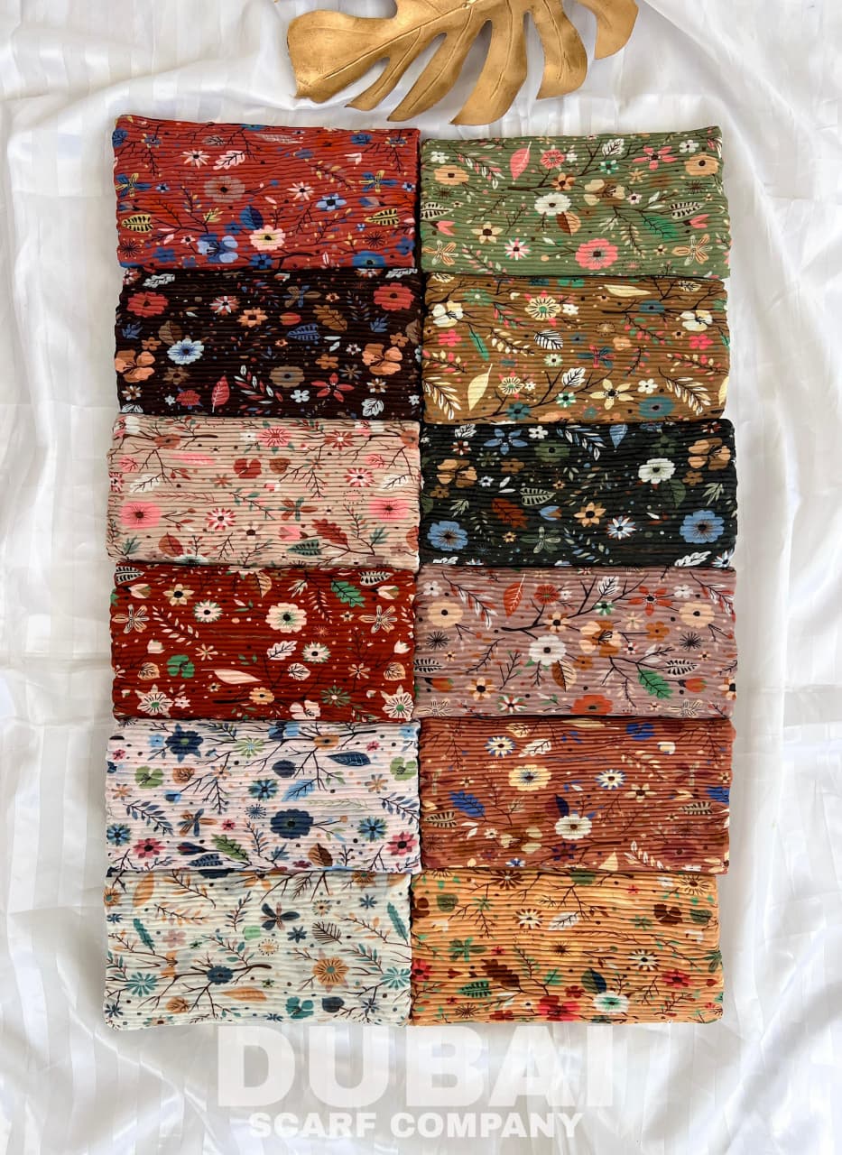 DSC FLORAL PLEATED PRINTED CHIFFON HIJABS