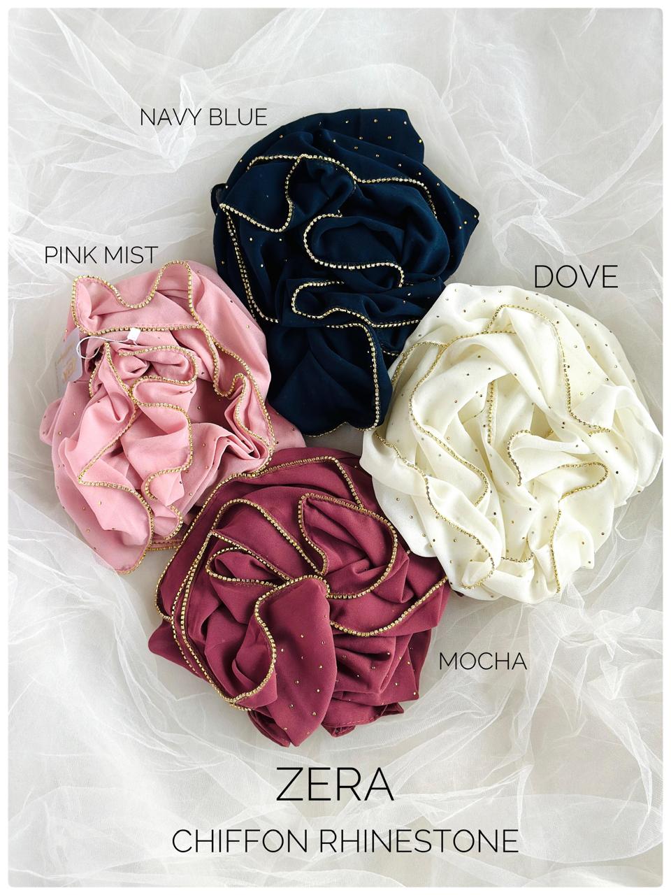 ZERA Premium Chiffon Rhinestone Hijab – Golden Edition