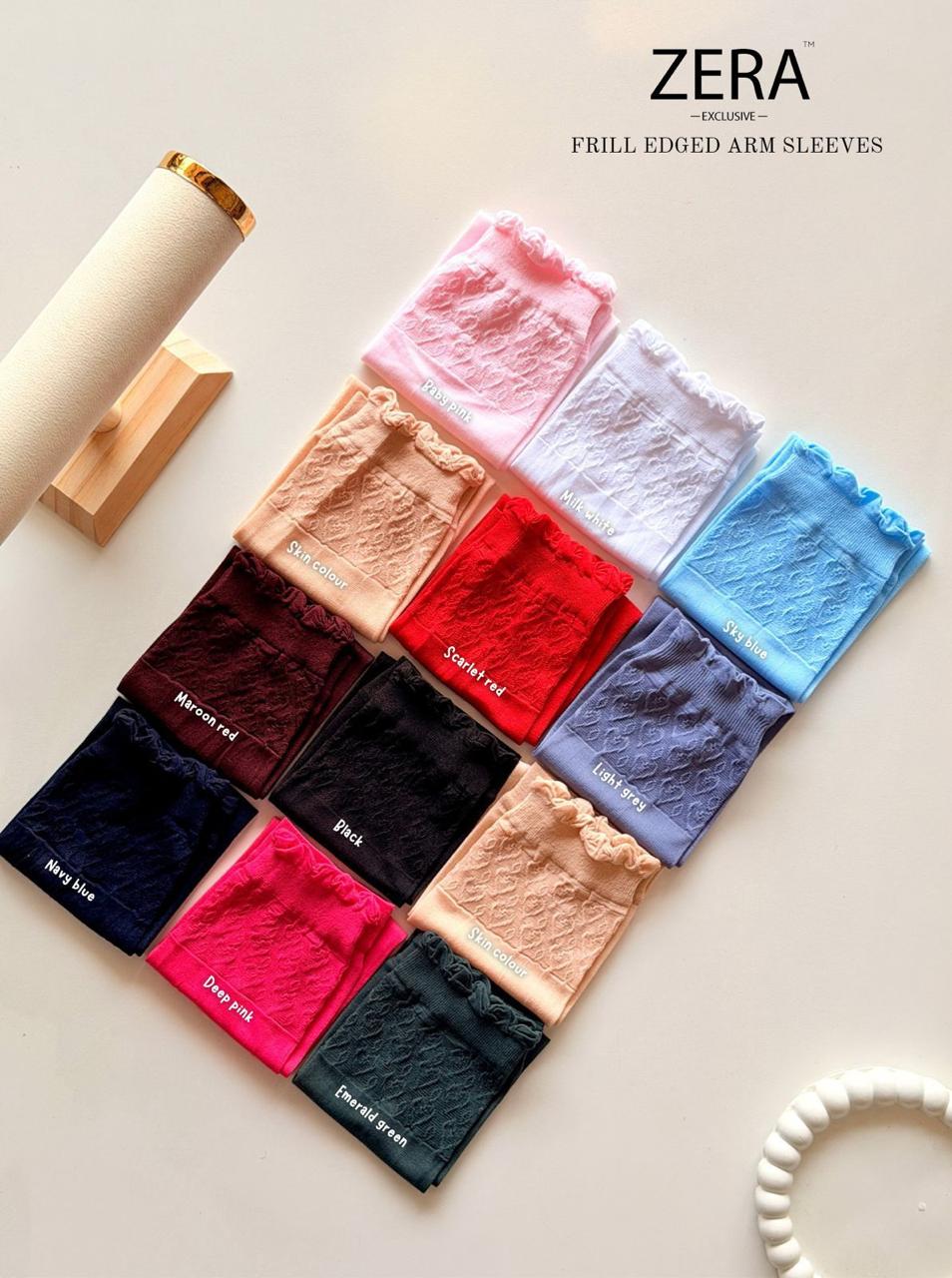 ZERA FRILL EDGED ARM SLEEVES – COLOUR